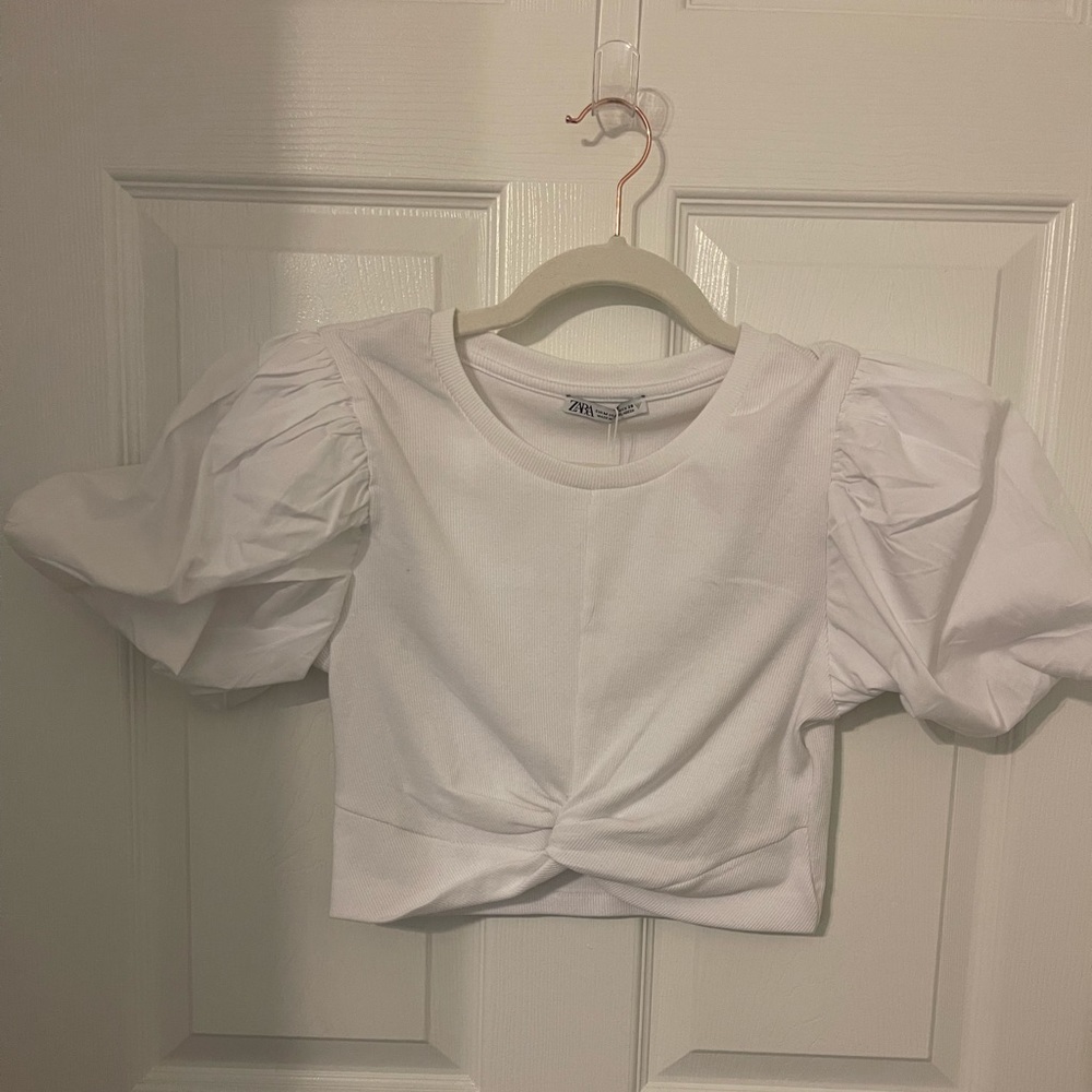 White Puff Sleeve Crop ZARA